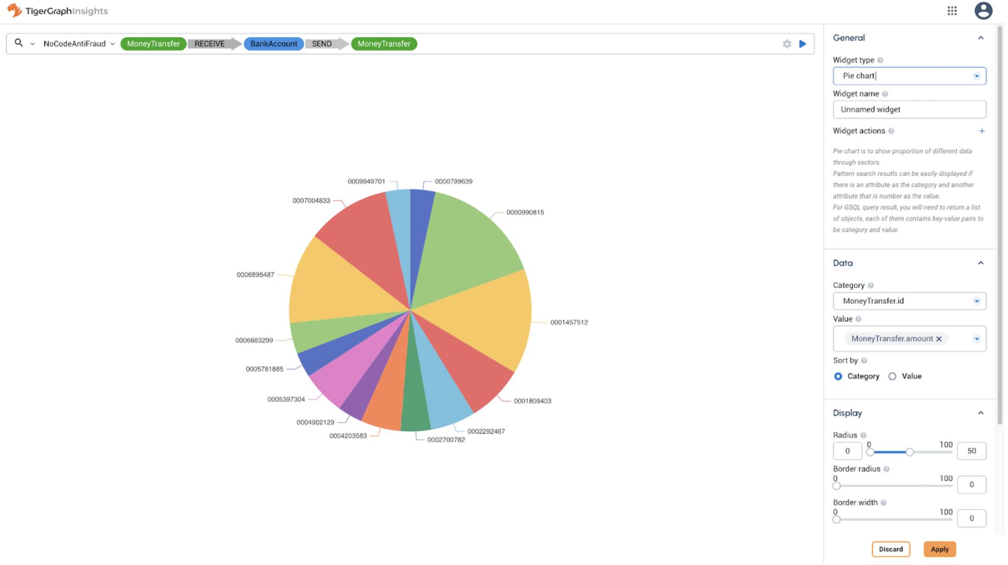 pie chart interface