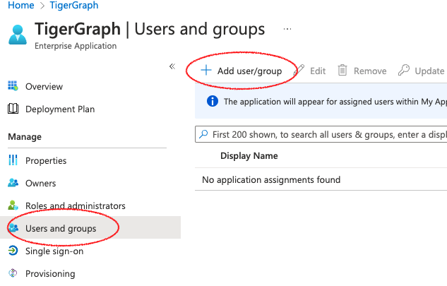 Screenshot highlighting the Add user/group option